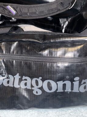 Patagonia Black Duffel Bag with Gray Logo